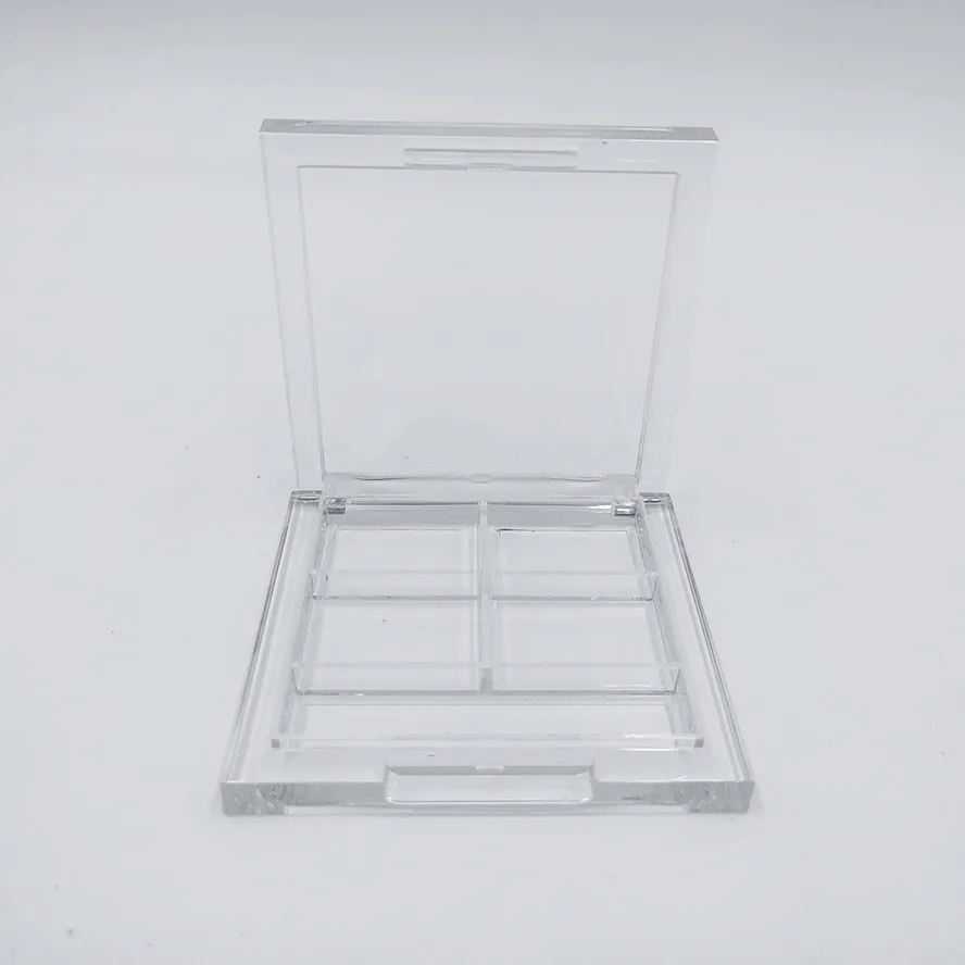 Exquisitas paletas de sombras de ojos cosméticas vacías transparentes personalizadas